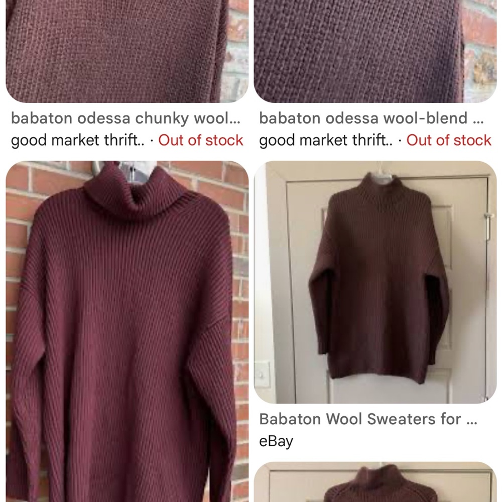 Bobaton Chocolate Brown Turtleneck Sweater with Ribbed Texture Size Medium - Picture 3 of 6